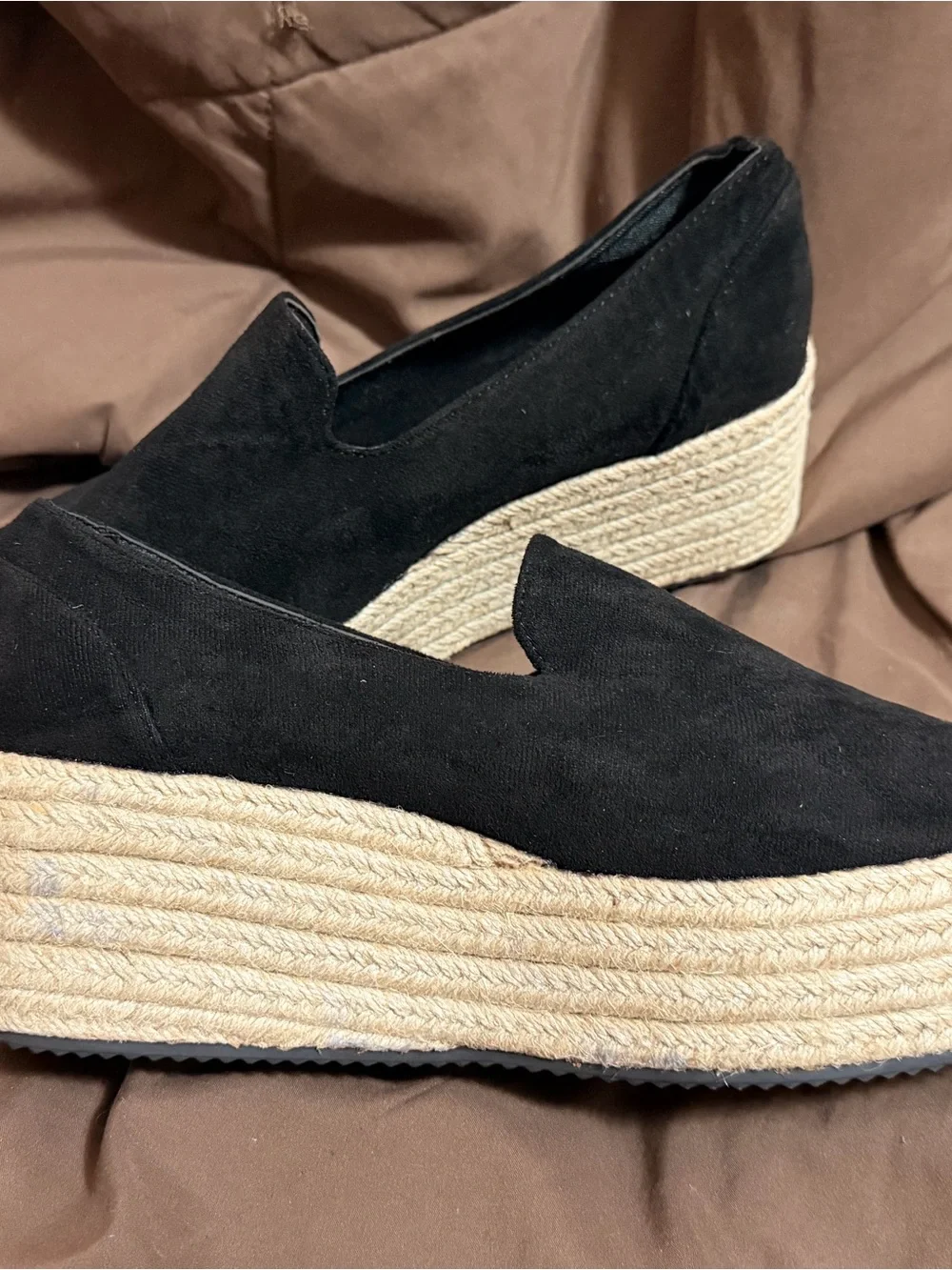 Women’s Black Wedge Espadrille Lace-Up Shoes